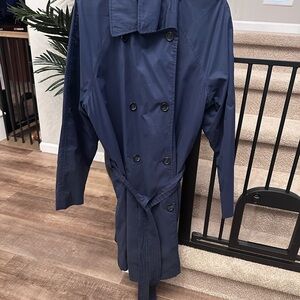 Old Navy Navy Double-Breasted Trench with Waist Tie